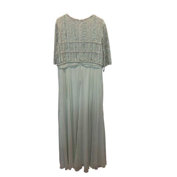 MAC DUGGAL 9180 Sage Chiffon Beaded 3/4 Sleeve Gown Size 14 NWOT - Picture 6 of 8